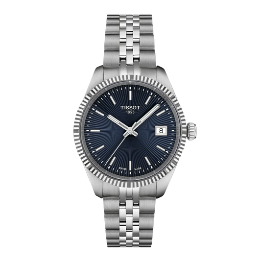 Tissot 34mm Silver Ballade, Night Blue Dial & Bezel, Ladies Bracelet Watch