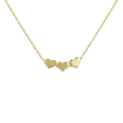 9ct Yellow Gold Triple Heart Necklace
