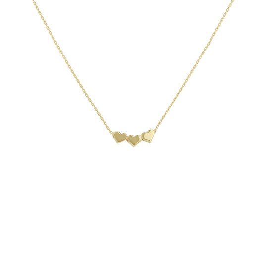 9ct Yellow Gold Triple Heart Necklace
