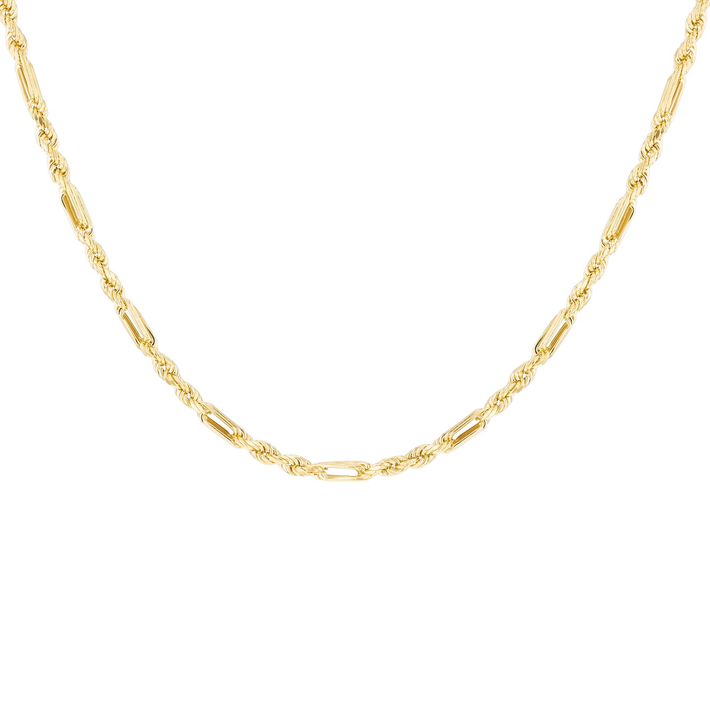 9ct Yellow Gold Hollow Diamond Cut Figaro Chain