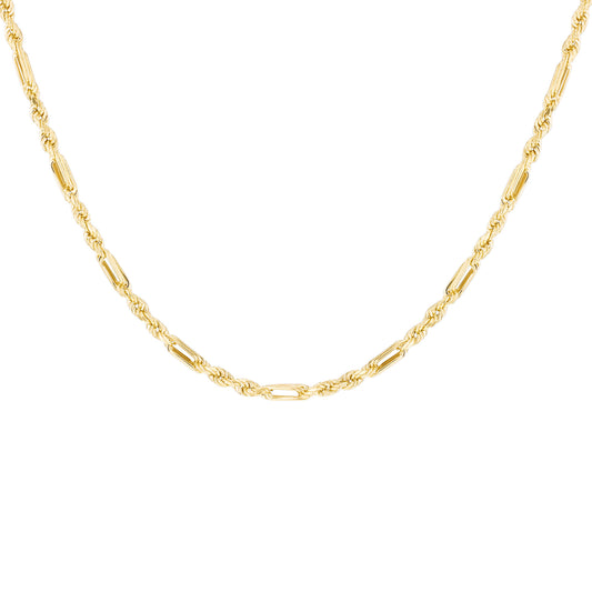 9ct Yellow Gold Hollow Diamond Cut Figaro Chain
