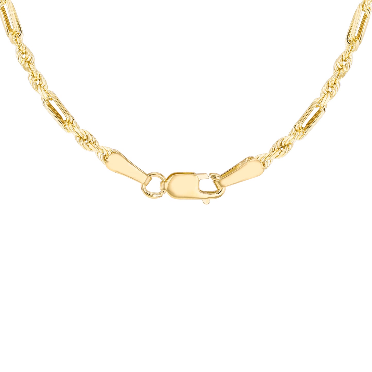 9ct Yellow Gold Hollow Diamond Cut Figaro Chain
