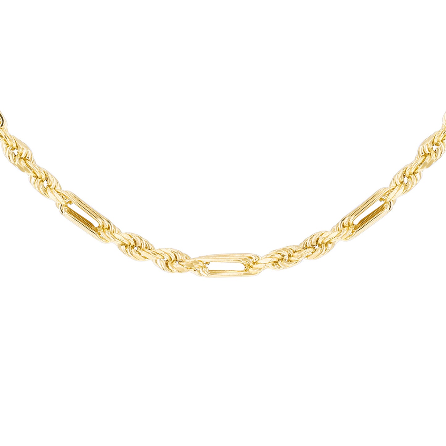 9ct Yellow Gold Hollow Diamond Cut Figaro Chain