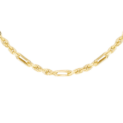 9ct Yellow Gold Hollow Diamond Cut Figaro Chain