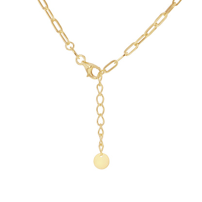 9ct Yellow Gold Puffed Heart Charm Paperlink Necklace
