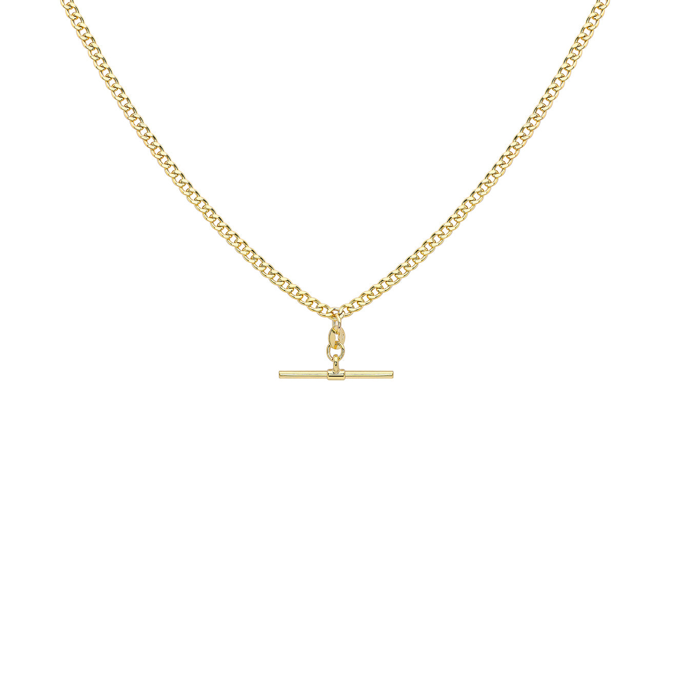 9ct Yellow Gold T-Bar Diamond Cut Necklace