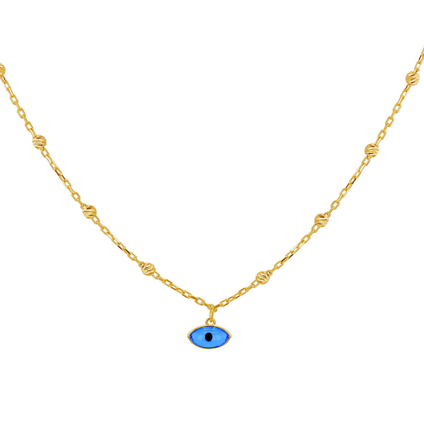9ct Yellow Gold Adjustable Evil Eye Necklace