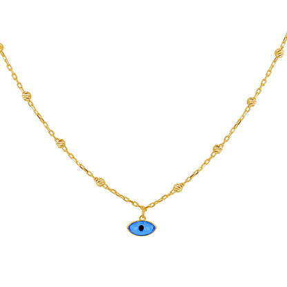 9ct Yellow Gold Adjustable Evil Eye Necklace