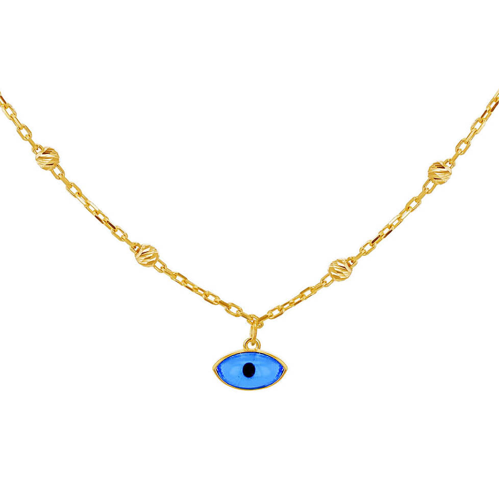 9ct Yellow Gold Adjustable Evil Eye Necklace