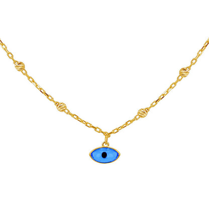 9ct Yellow Gold Adjustable Evil Eye Necklace