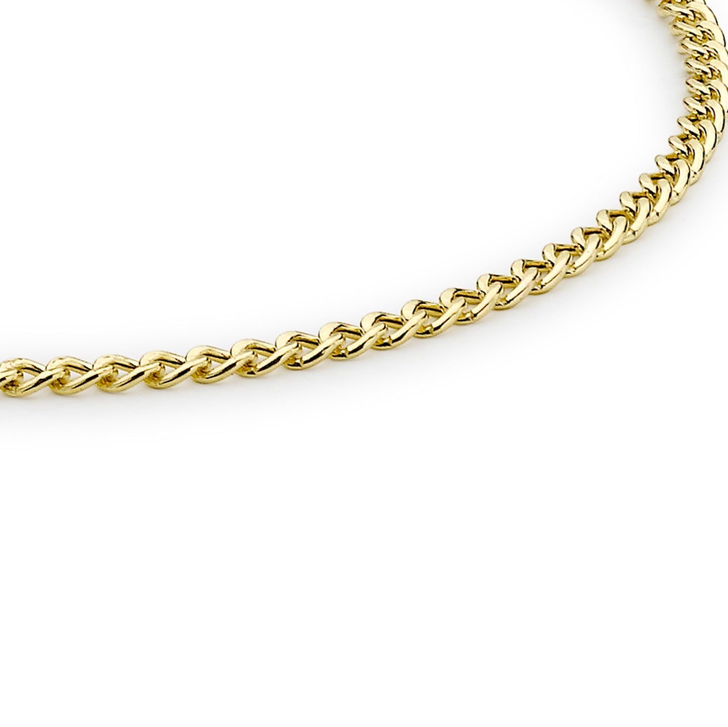 9ct Yellow Gold 2mm Curb Chain Bracelet