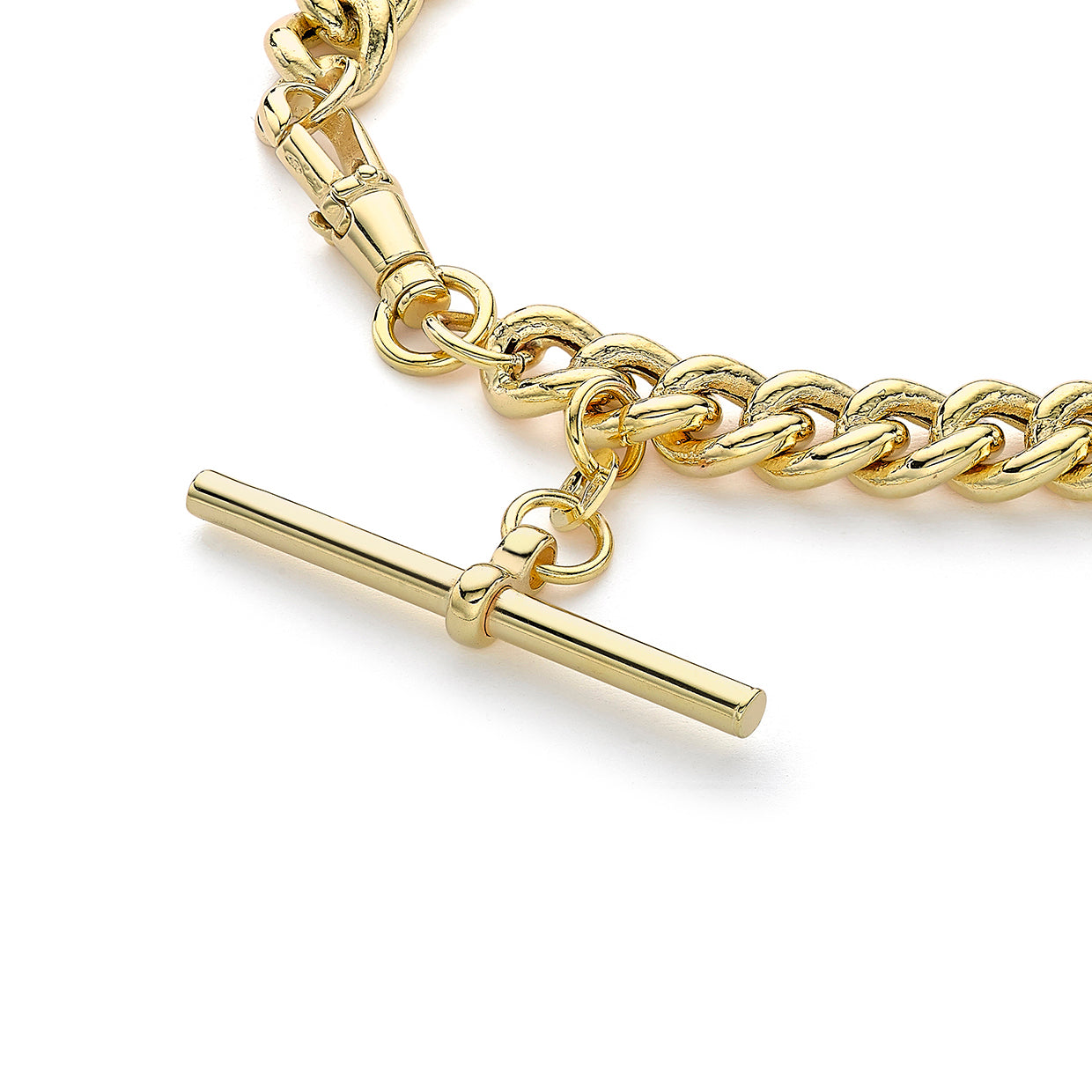 9ct Yellow Gold T-Bar Hollow Curb Bracelet