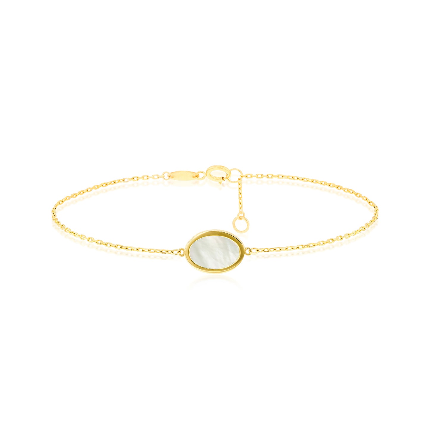 9ct Yellow Gold Oval Shape Mother of Pearl Bracelet