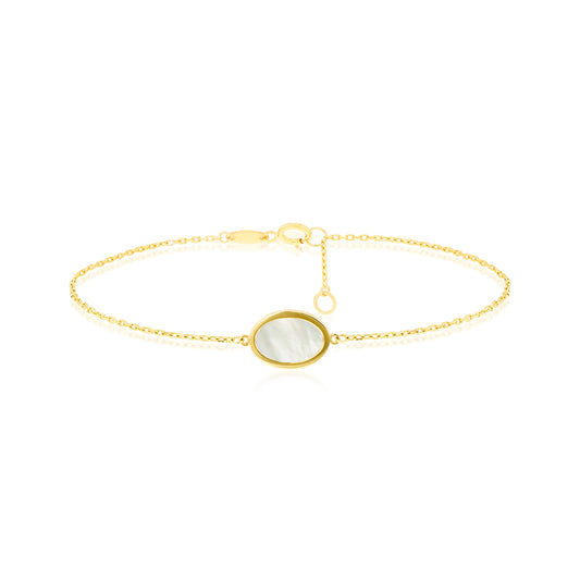 9ct Yellow Gold Oval Shape Mother of Pearl Bracelet