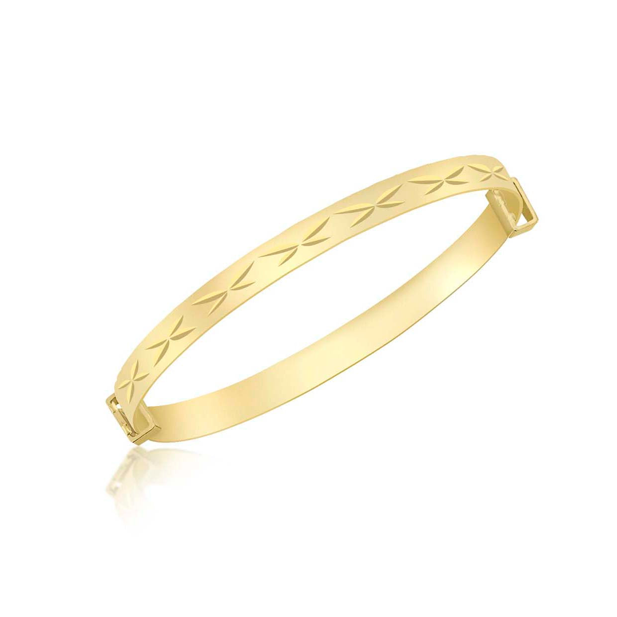 9ct Yellow Gold Diamond Cut 'Kiss' Baby Bangle