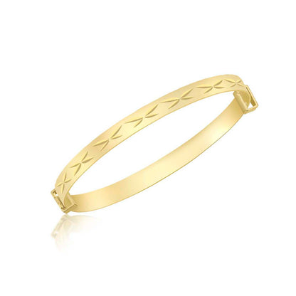 9ct Yellow Gold Diamond Cut 'Kiss' Baby Bangle