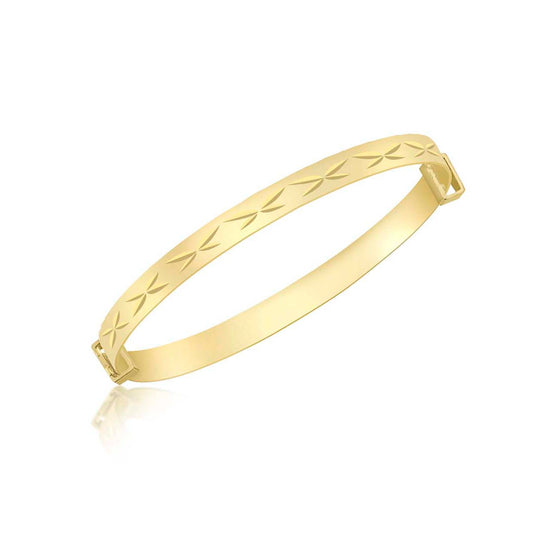9ct Yellow Gold Diamond Cut 'Kiss' Baby Bangle