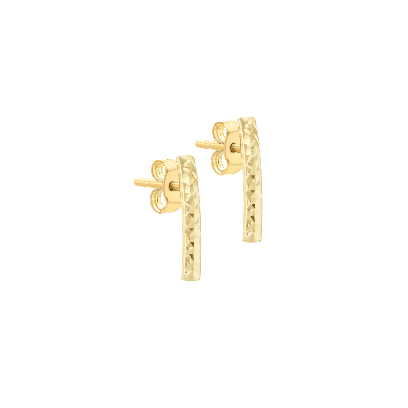 9ct Yellow Gold Diamond Cut Bar Drop Earrings