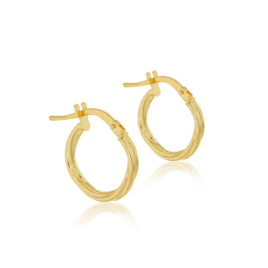 9ct Yellow Gold 10mm Twist Hoop Earrings