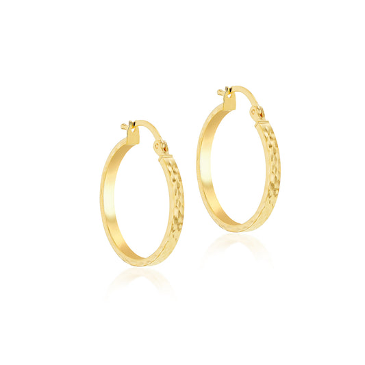 9ct Yellow Gold 20mm Diamond Cut Hoop