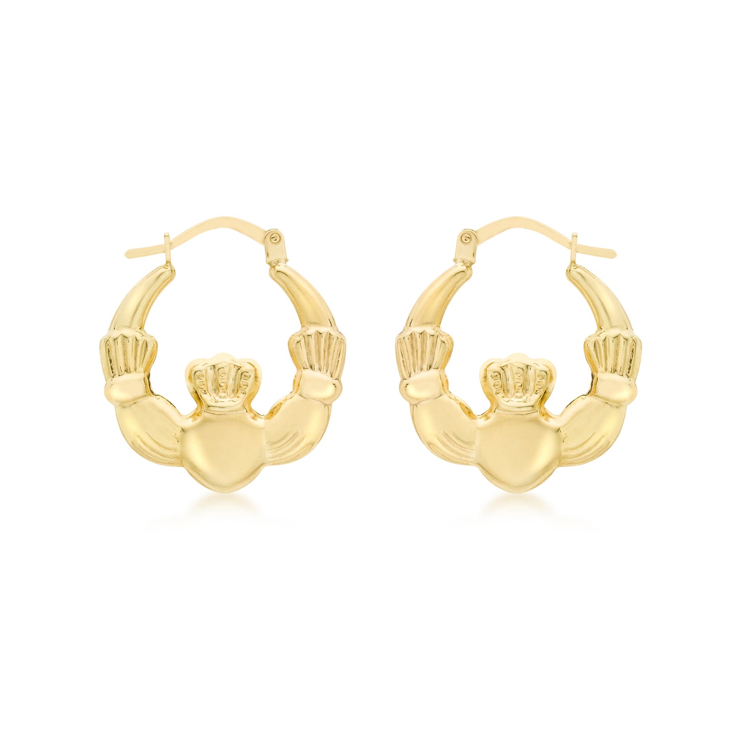 9ct Yellow Gold 22mm Claddagh Creole Hoop Earrings