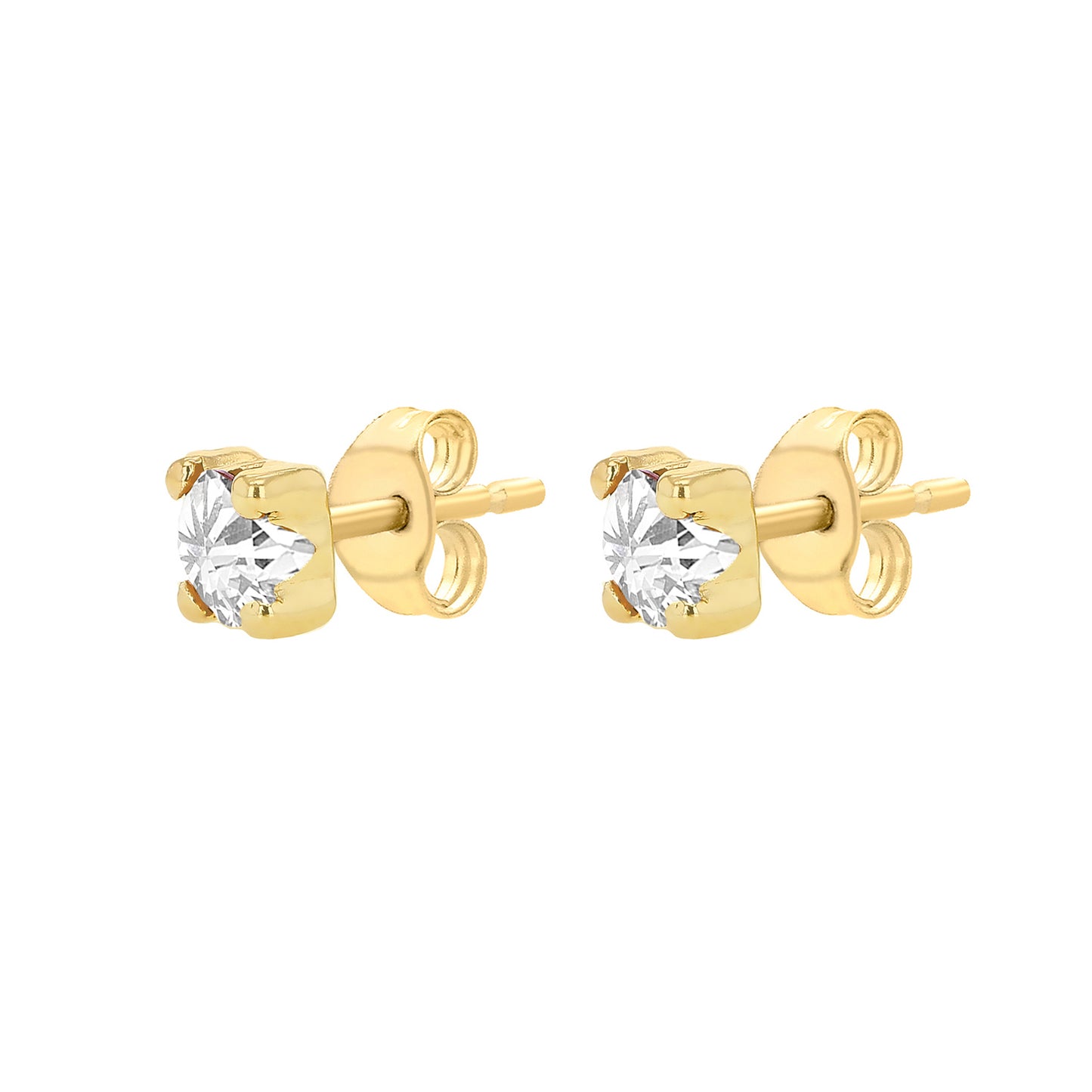 9ct Yellow Gold White 4mm CZ April Birthstone Stud Earrings