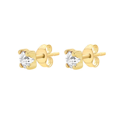 9ct Yellow Gold White 4mm CZ April Birthstone Stud Earrings