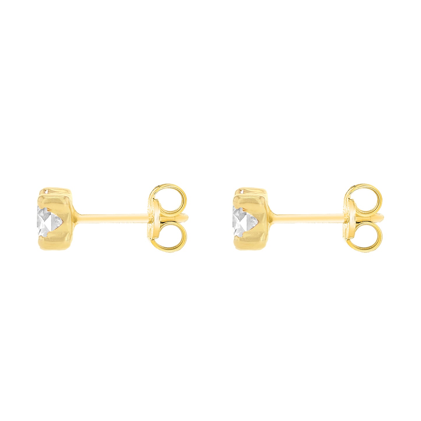 9ct Yellow Gold White 4mm CZ April Birthstone Stud Earrings