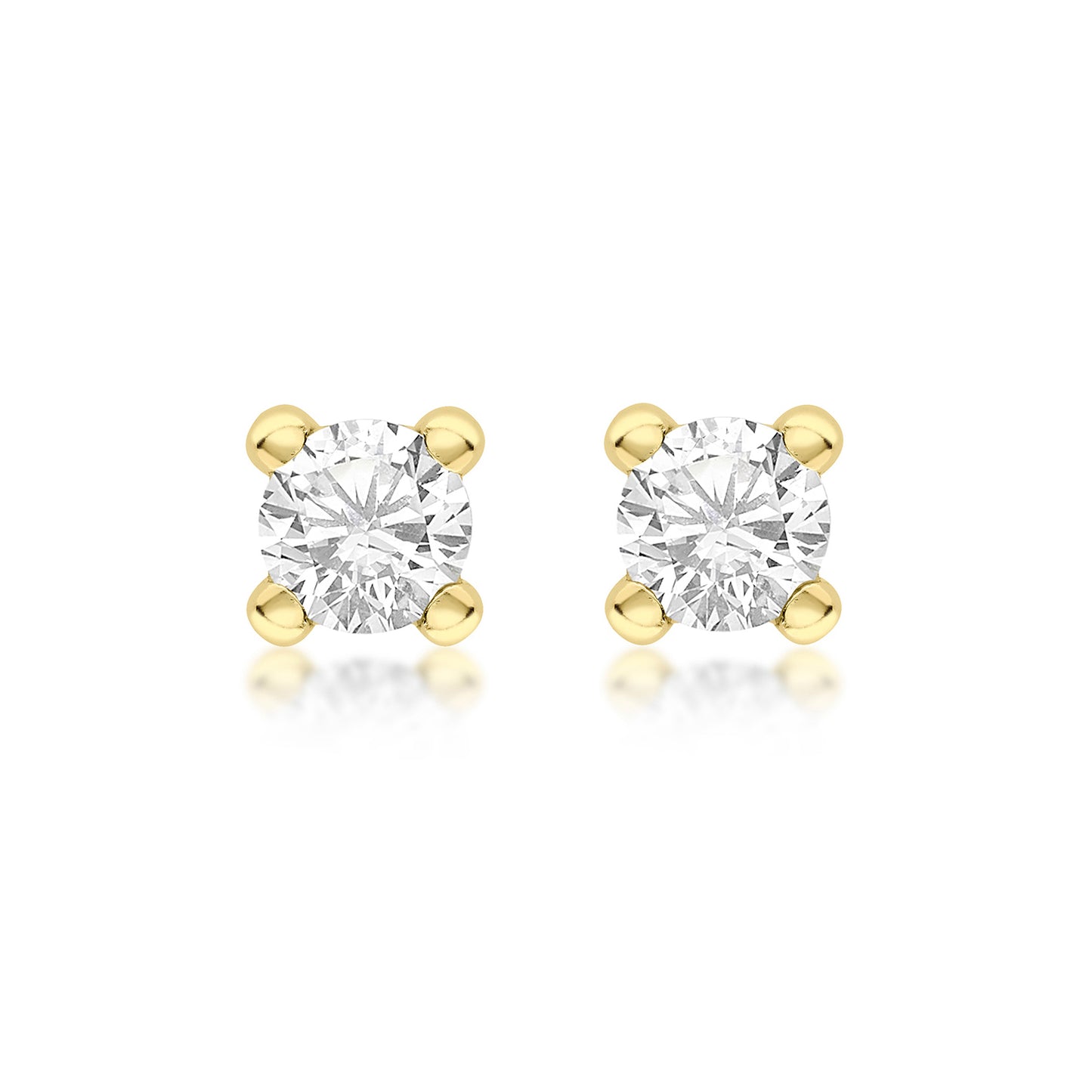 9ct Yellow Gold White 4mm CZ April Birthstone Stud Earrings