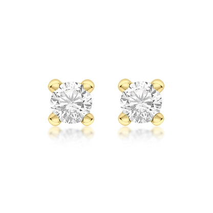 9ct Yellow Gold White 4mm CZ April Birthstone Stud Earrings
