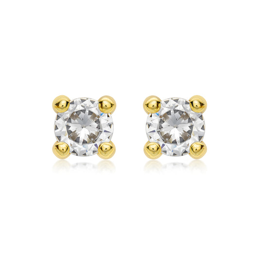 9ct Yellow Gold White 6mm CZ Stud Earrings