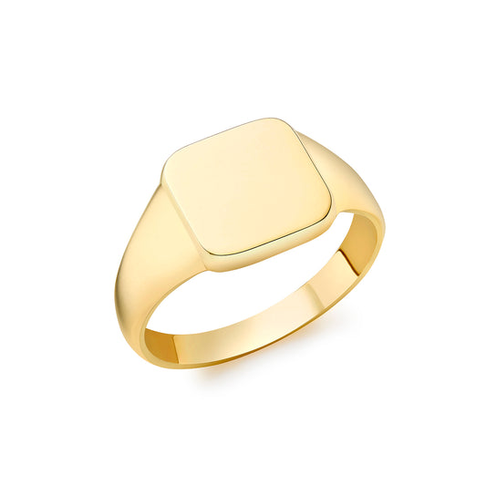 9ct Yellow Gold 9.5mm Cushion Signet Ring