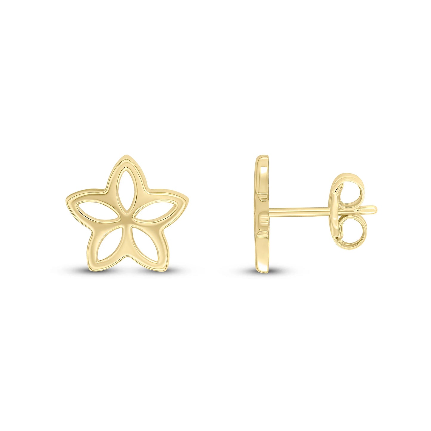 9ct Yellow Gold Polished Star Flower Stud Earrings