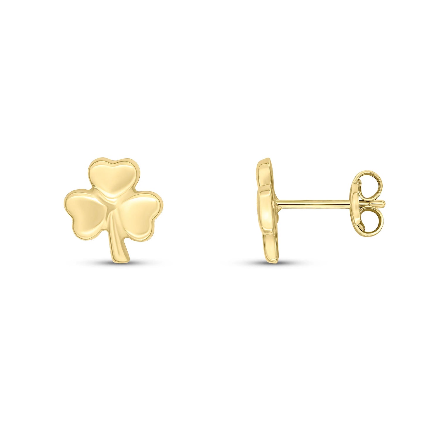 9ct Yellow Gold Shamrock Stud Earrings