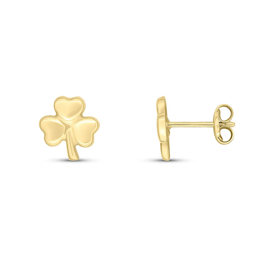 9ct Yellow Gold Shamrock Stud Earrings