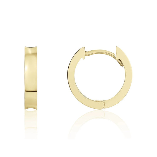 9ct Yellow Gold 13mm Polished Huggie Hoop Earrings