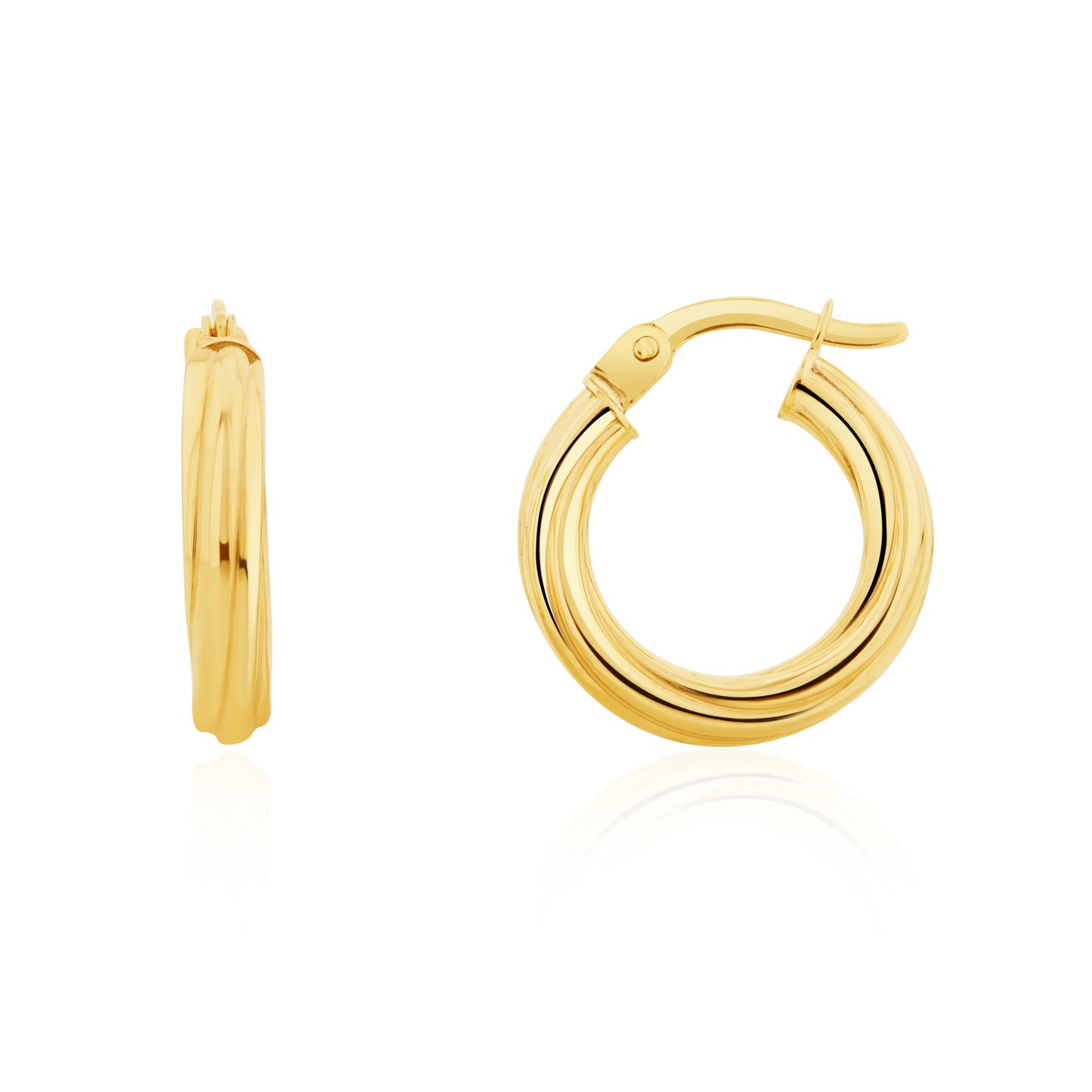 9ct Yellow Gold 10mm Small Twist Hoop Earrings