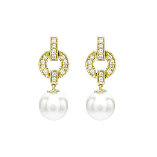 18ct Yellow Gold Diamond & Akoya Pearl Stud Earrings, 0.30ct