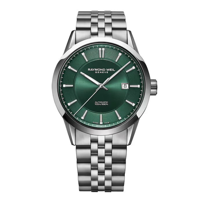 Raymond Weil 42mm Freelancer Automatic Green Dial Stainless Steel Bracelet Watch