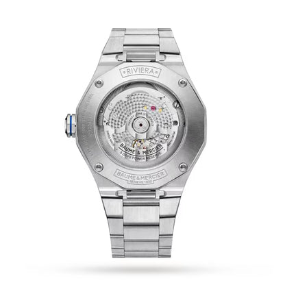 Baume & Mercier Auto 42mm Riviera Baumatic Dodecagonal Frosted Blue Stainless Steel Watch