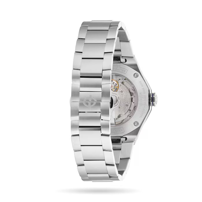Baume & Mercier Auto 42mm Riviera Baumatic Dodecagonal Frosted Blue Stainless Steel Watch