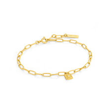 Load image into Gallery viewer, Ania Haie Yellow Gold Plate Chunky Padlock CZ Bracelet