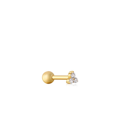 Ania Haie Yellow Gold Plate Trio Sparkle Barbell CZ Single Cartilage Stud
