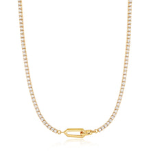 Load image into Gallery viewer, Ania Haie Yellow Gold Sparkle Line CZ Interlocked Necklace