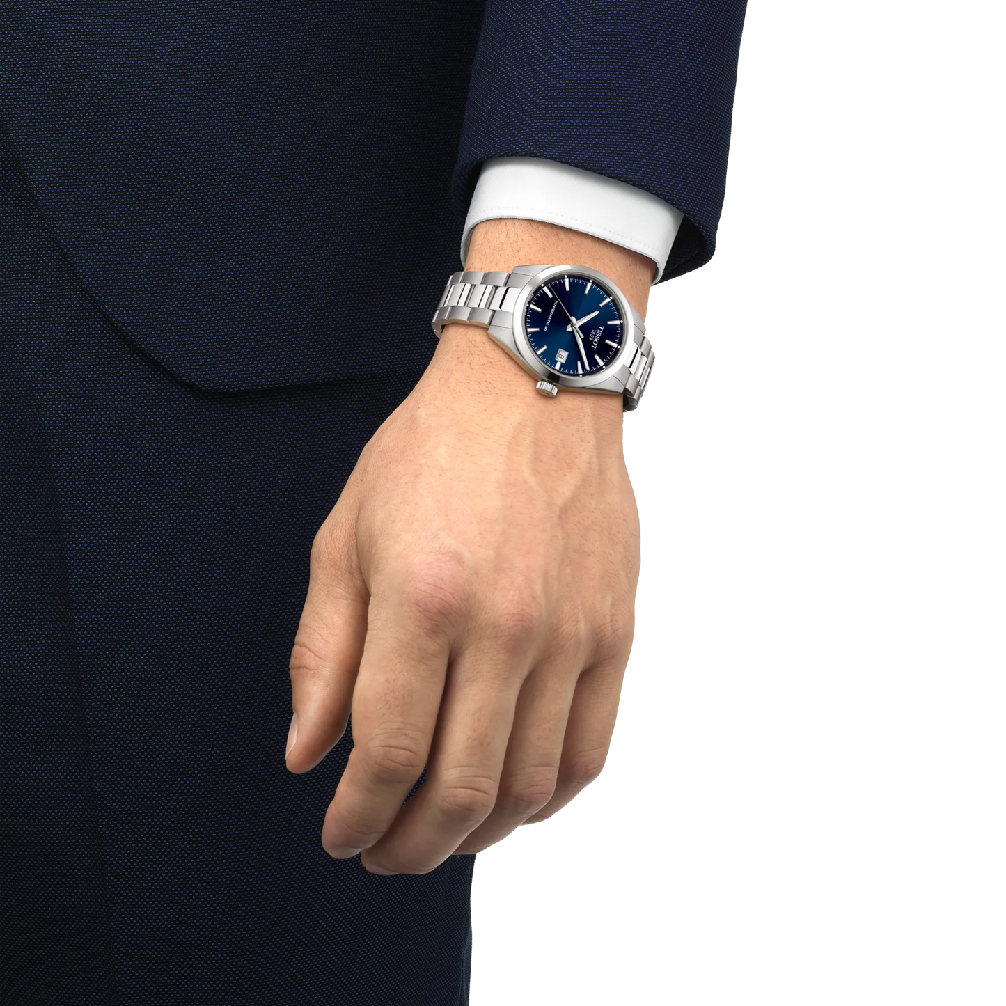 Tissot 38mm Silver Tone Gentleman, Blue & Date Dial, Gents Bracelet Watch