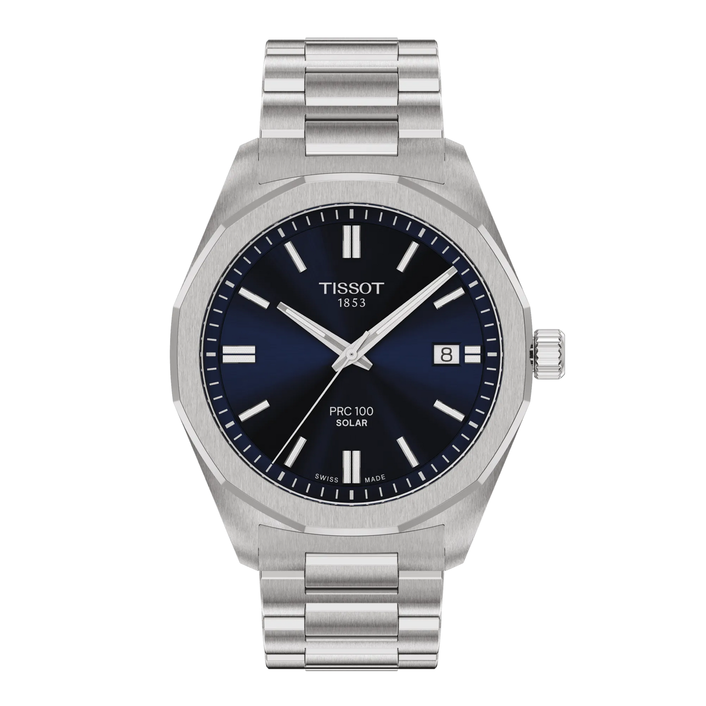 Tissot 39mm PRC 100 Solar, Blue & Date Dial, Bracelet Watch