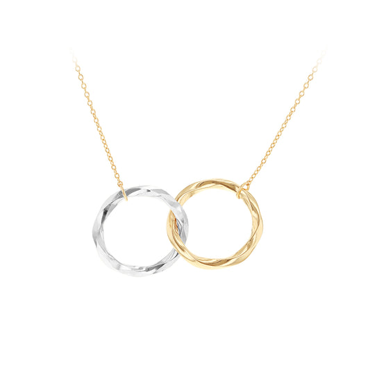 9ct Yellow & White Gold Interlocked Circle Necklace