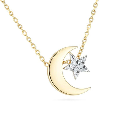 9ct Yellow & White Gold Moon & Star Necklace