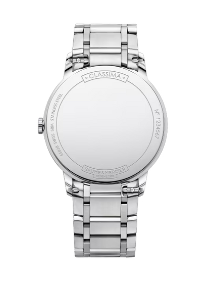 Baume & Mercier 42mm Classima White Dial with Date Window Steel Watch