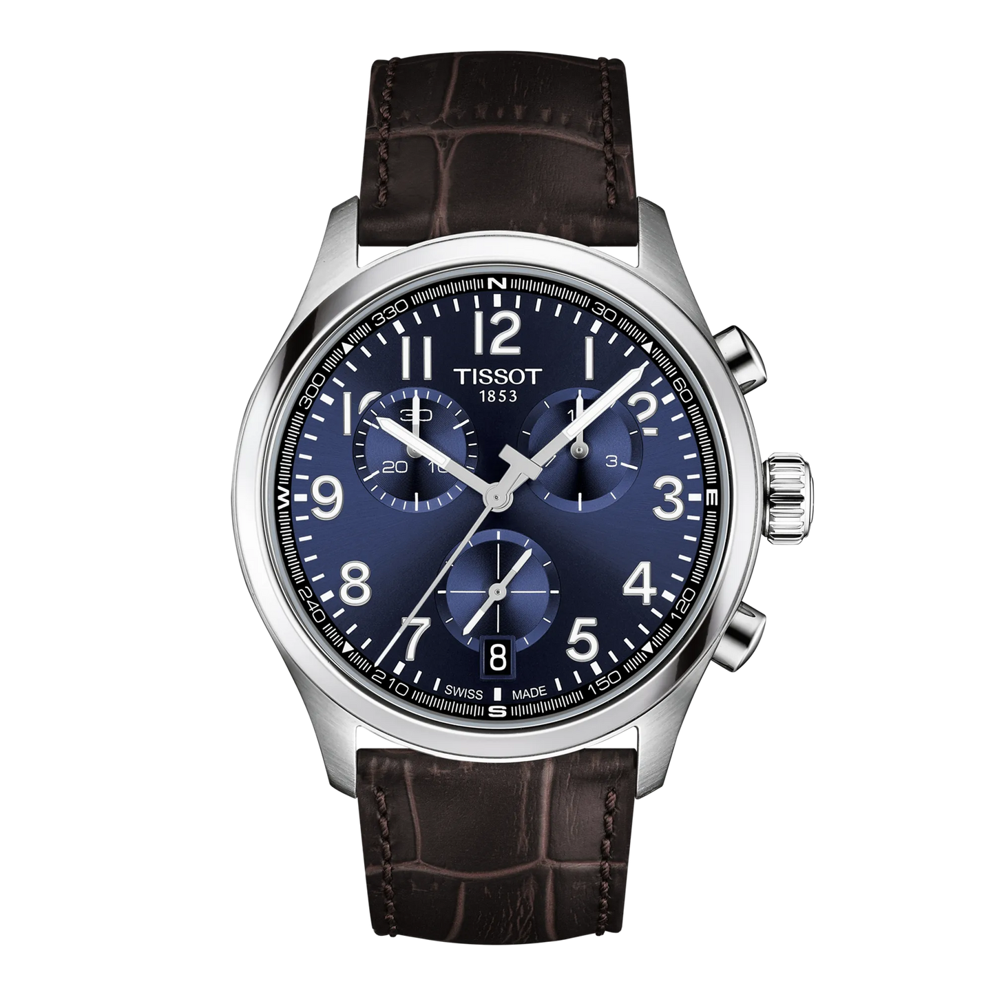 Tissot 42mm Chrono L, Blue Chronograph Dial, Brown Strap Gents Bracelet Watch